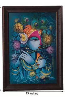 Krishna Playing Flute Satin Matt Texture UV Art Painting