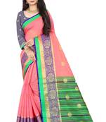 Pink zari silk saree with blouse