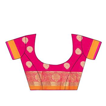 Orange zari silk saree with blouse 4