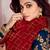Dark Blue embroidered silk blend semi stitched salwar with dupatta