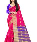 Pink zari silk saree with blouse