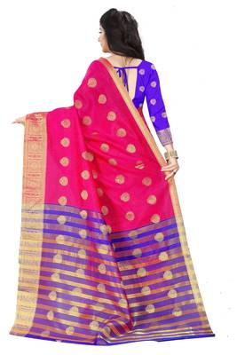 Pink zari silk saree with blouse 3