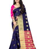 Blue zari silk saree with blouse