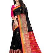 Black zari silk saree with blouse