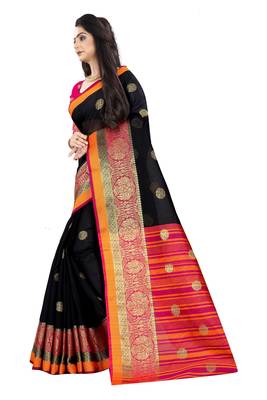 Black zari silk saree with blouse 2