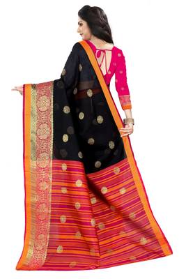 Black zari silk saree with blouse 4