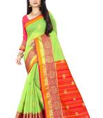 Green zari silk saree with blouse