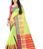 Green zari silk saree with blouse