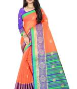 Peach zari silk saree with blouse