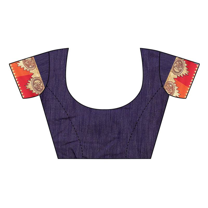 orange printed cotton saree with blouse