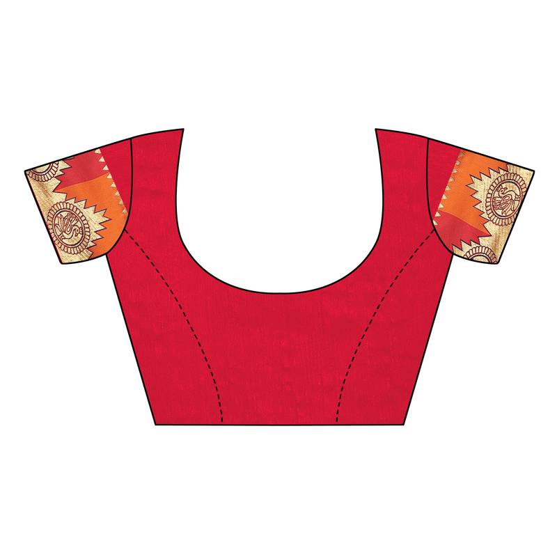 Turquoise plain Chanderi Cotton saree with blouse