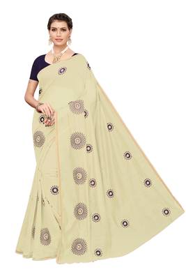 Chiku embroidered chanderi silk saree with blouse 1
