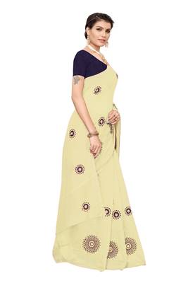Chiku embroidered chanderi silk saree with blouse 3