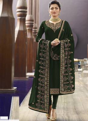Green embroidered georgette salwar 1