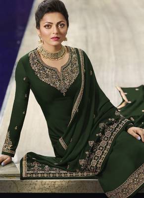 Green embroidered georgette salwar 2