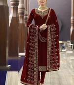 Maroon embroidered georgette salwar