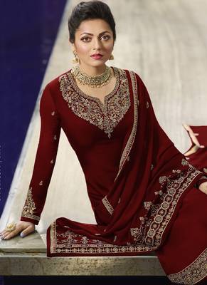 Maroon embroidered georgette salwar 2