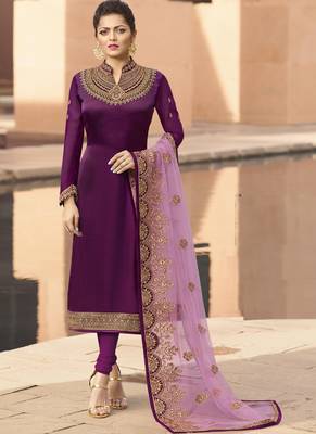 Wine embroidered georgette salwar 1
