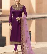 Wine embroidered georgette salwar