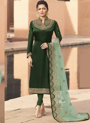 Green embroidered georgette salwar 1