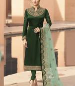 Green embroidered georgette salwar