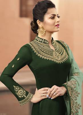 Green embroidered georgette salwar 2