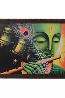 Krishna Playing Flute Satin Matt Texture UV Art Painting