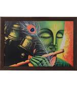 Krishna Playing Flute Satin Matt Texture UV Art Painting