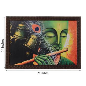 Krishna Playing Flute Satin Matt Texture UV Art Painting 3