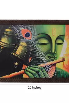 Krishna Playing Flute Satin Matt Texture UV Art Painting