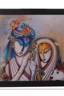 Radha Krishna Satin Matt Texture UV Art Painting