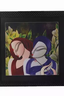 Abstract Radha Krishna Satin Matt Texture UV Art Painting