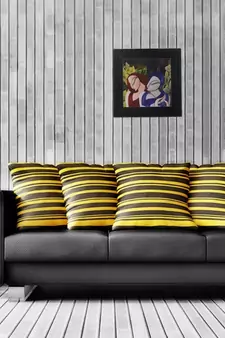 Abstract Radha Krishna Satin Matt Texture UV Art Painting