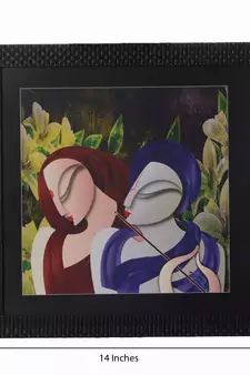 Abstract Radha Krishna Satin Matt Texture UV Art Painting