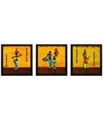 Set of 3 Tribal Lady Satin Matt Texture UV Art Painting