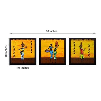 Set of 3 Tribal Lady Satin Matt Texture UV Art Painting 3