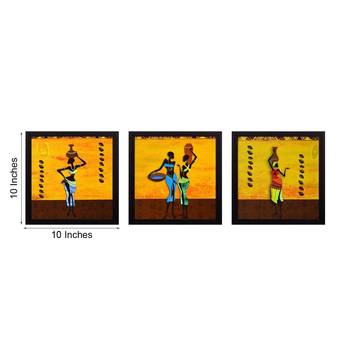 Set of 3 Tribal Lady Satin Matt Texture UV Art Painting 4