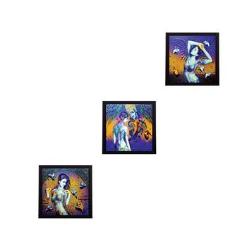 Set of 3 Abstract Lady Satin Matt Texture UV Art Painting 1