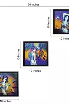 Set of 3 Abstract Lady Satin Matt Texture UV Art Painting