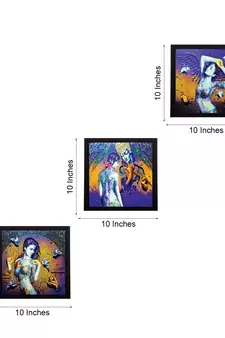 Set of 3 Abstract Lady Satin Matt Texture UV Art Painting