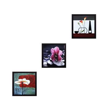Set Of 3 Decorative Floral Satin Matt Texture UV Art Painting 1