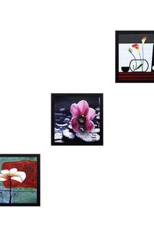 Set Of 3 Decorative Floral Satin Matt Texture UV Art Painting