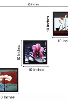 Set Of 3 Decorative Floral Satin Matt Texture UV Art Painting