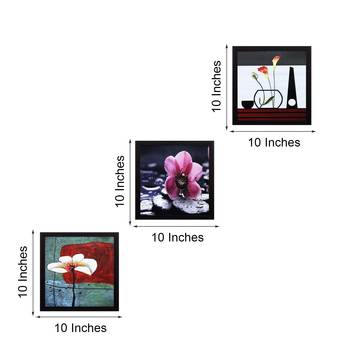 Set Of 3 Decorative Floral Satin Matt Texture UV Art Painting 3