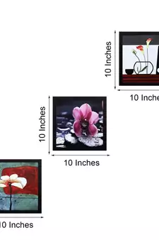 Set Of 3 Decorative Floral Satin Matt Texture UV Art Painting