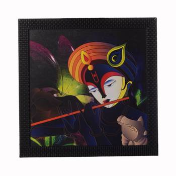 Krishna Playing Flute Satin Matt Texture UV Art Painting 1
