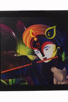 Krishna Playing Flute Satin Matt Texture UV Art Painting