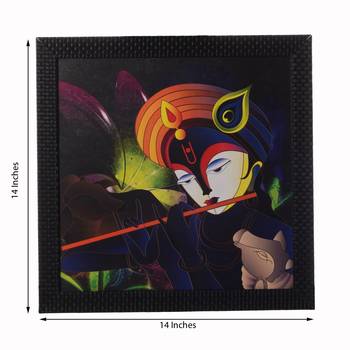 Krishna Playing Flute Satin Matt Texture UV Art Painting 3