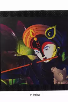 Krishna Playing Flute Satin Matt Texture UV Art Painting