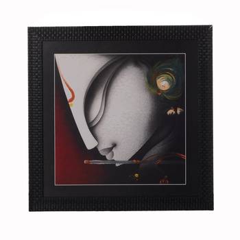 Krishna Playing Flute Satin Matt Texture UV Art Painting 1